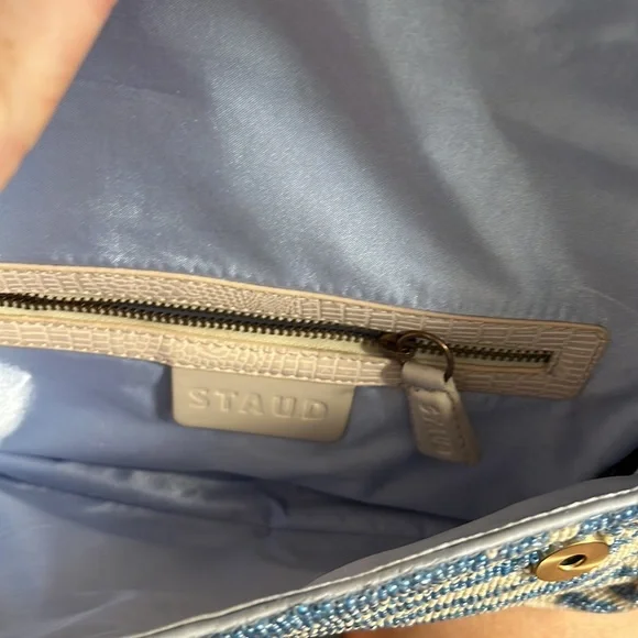 *SOLD* STAUD TOMMY BEADED BAG LIGHT BLUE CREAM - Picture 9 of 10